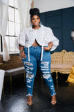 THE IT’S THE SLEEVES FOR ME CROP TOP SHIRT - WHITE